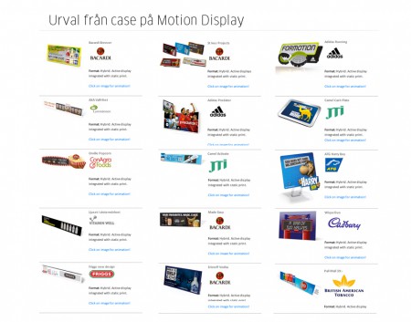 Några av mina projekt och kunder från Motion Display