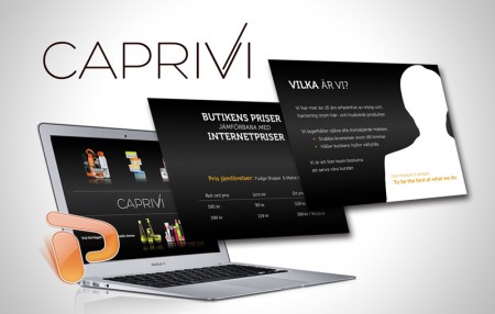 Grafiskprofil för nystartade Caprivi. Logga, foldrar och ppt-presentation