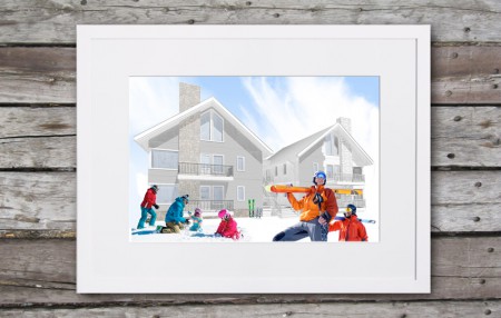 Visualiseringsbild till försäljning av nybyggda lägenheter i Sälen